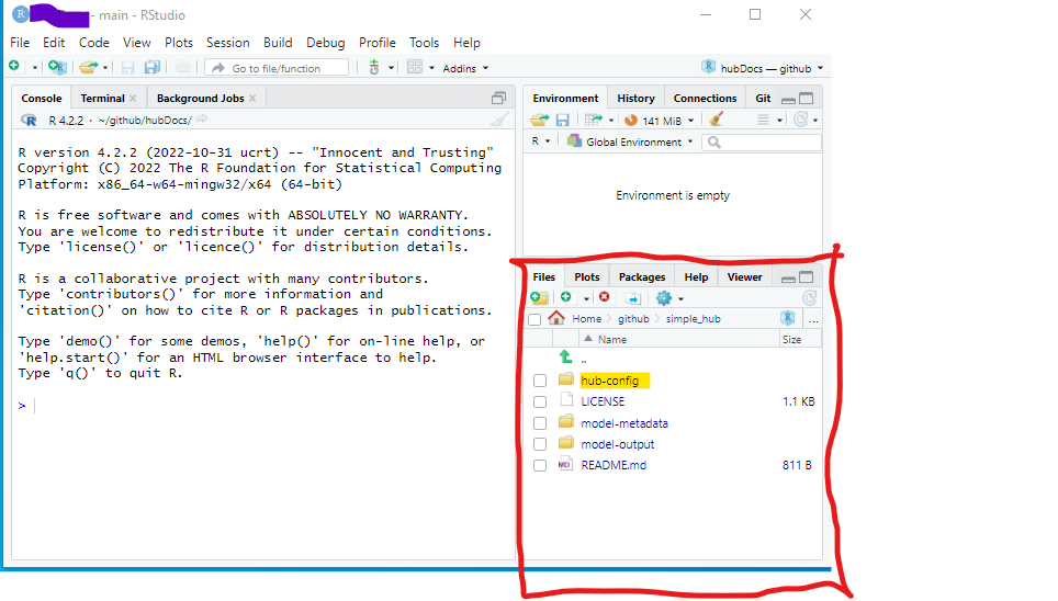 Screenshot of how to find repository in RStudio